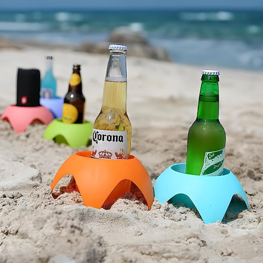 5 Colors Seaside Plastic Beach Cup Holder, Outdoor Entertainment Snack Mobile Phone Cup Holder Beach Storage Tool