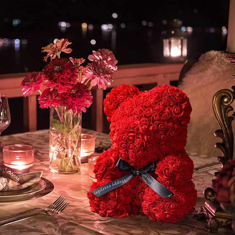 Assets Rose Bear Artificial Flower With Box Lights Teddy Bear