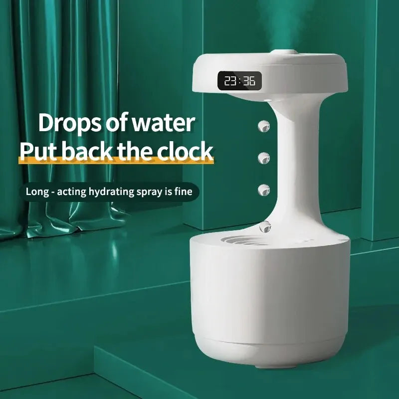 Anti Gravity Humidifier with LED Clock Display, Ultrasonic Water Drip Humidifier, Cool Mist Aromatherapy Diffuser, Floating Water Droplets, Rain Cloud Diffuser,