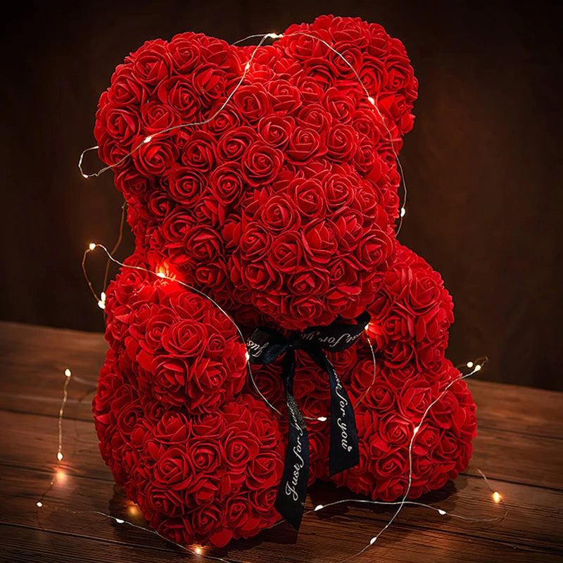 Assets Rose Bear Artificial Flower With Box Lights Teddy Bear