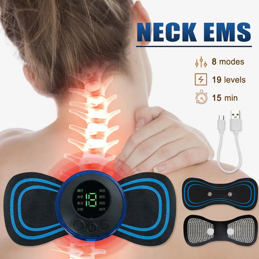 Electric EMS Neck Massager Mini Cervical Back Muscle Pain Relief Patch Stimulator