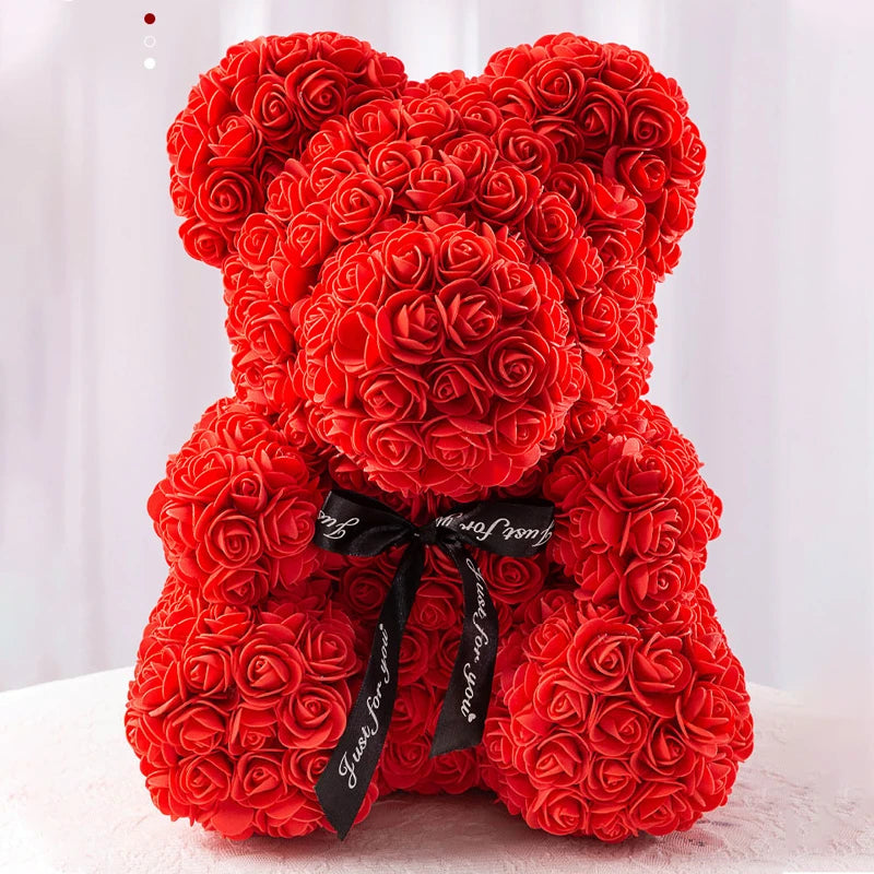 Assets Rose Bear Artificial Flower With Box Lights Teddy Bear