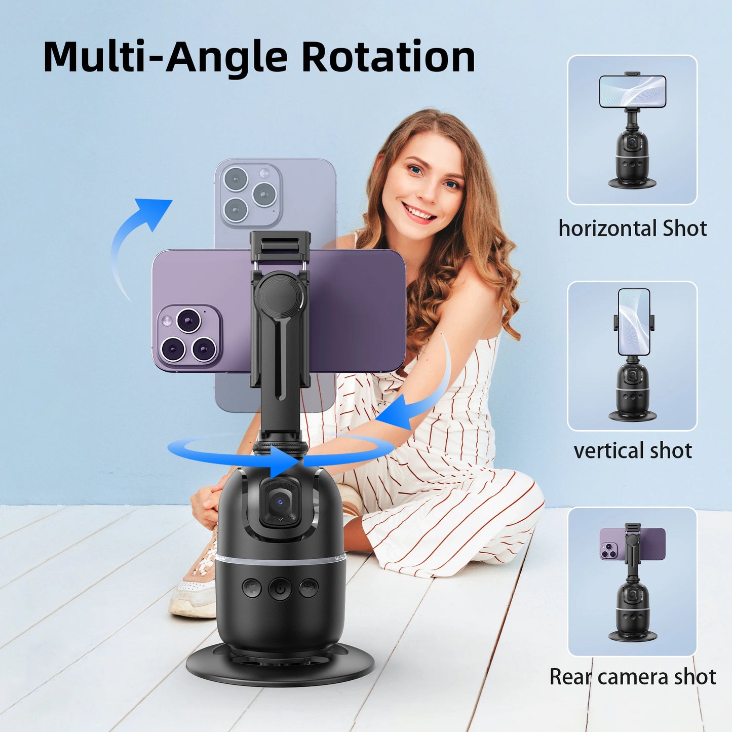 P03 Gimbal Stabilizer 360 Rotation Follow Focus Auto Face Tracking Tripod/Self-stick Desktop Cell Phone Holder for Live/Photo